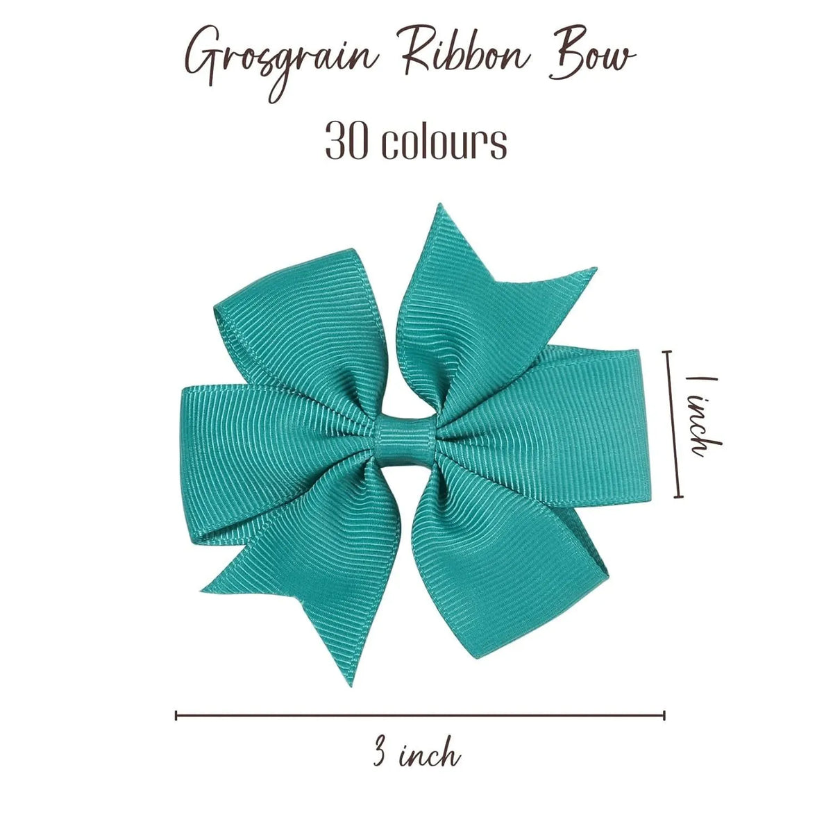 Set of 20 colourful 3-inch grosgrain ribbon pinwheel hair bows with alligator clips for toddlers.