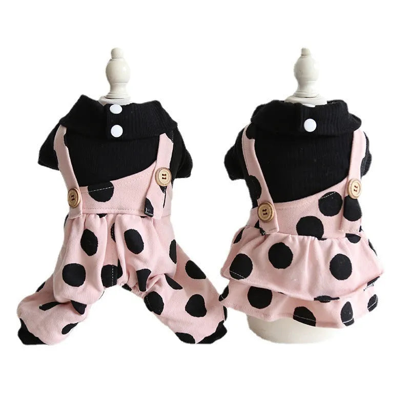 Couple-style dog clothes with lapel and shoulder strap in unisex cloth material