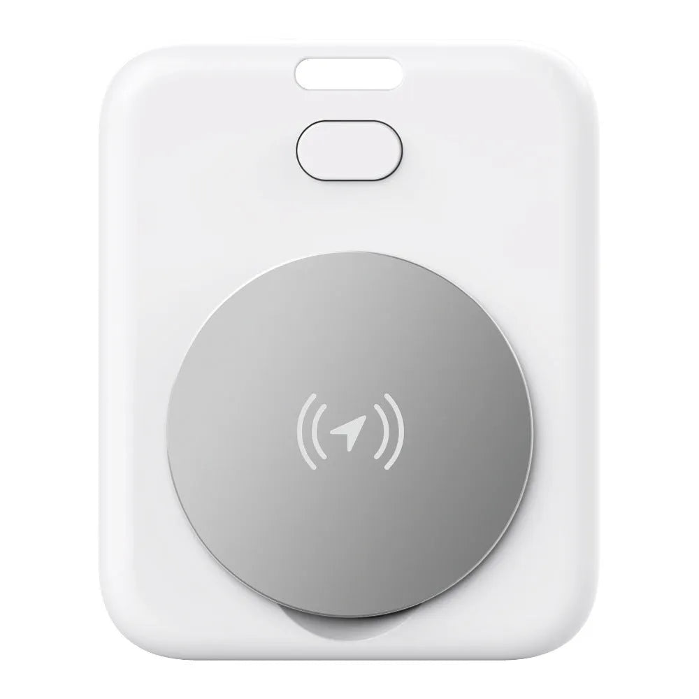 White ABS plastic pet tracking device with a compact, portable design.