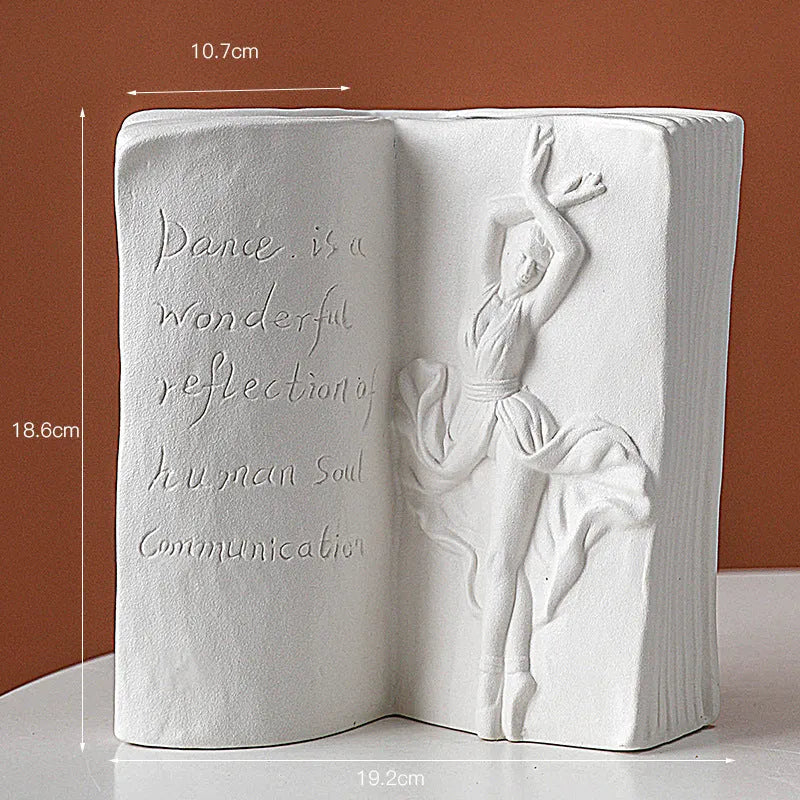Glazed ceramic book stand ornament in modern simplicity style for desktop storage and office decoration