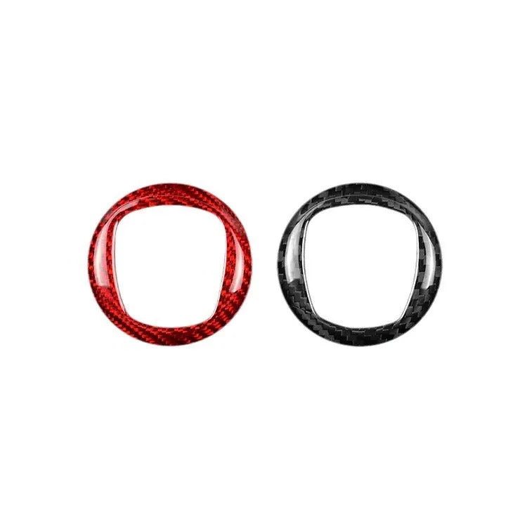 Carbon fibre steering wheel decorative sticker frame in black or red for car interior customisation