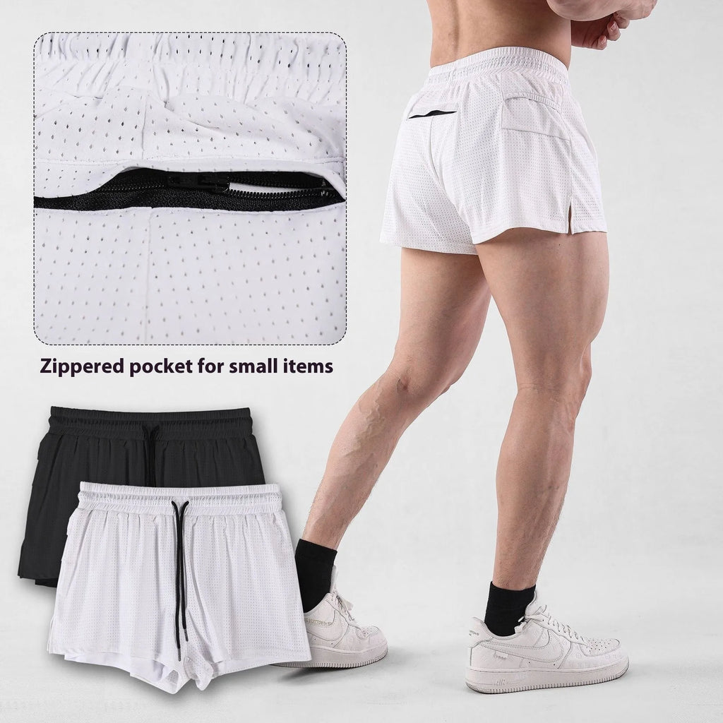 Men's quick-drying nylon summer shorts in black and white colour options