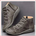 Women's casual wedge heel booties in multiple colours with round toe and rubber sole