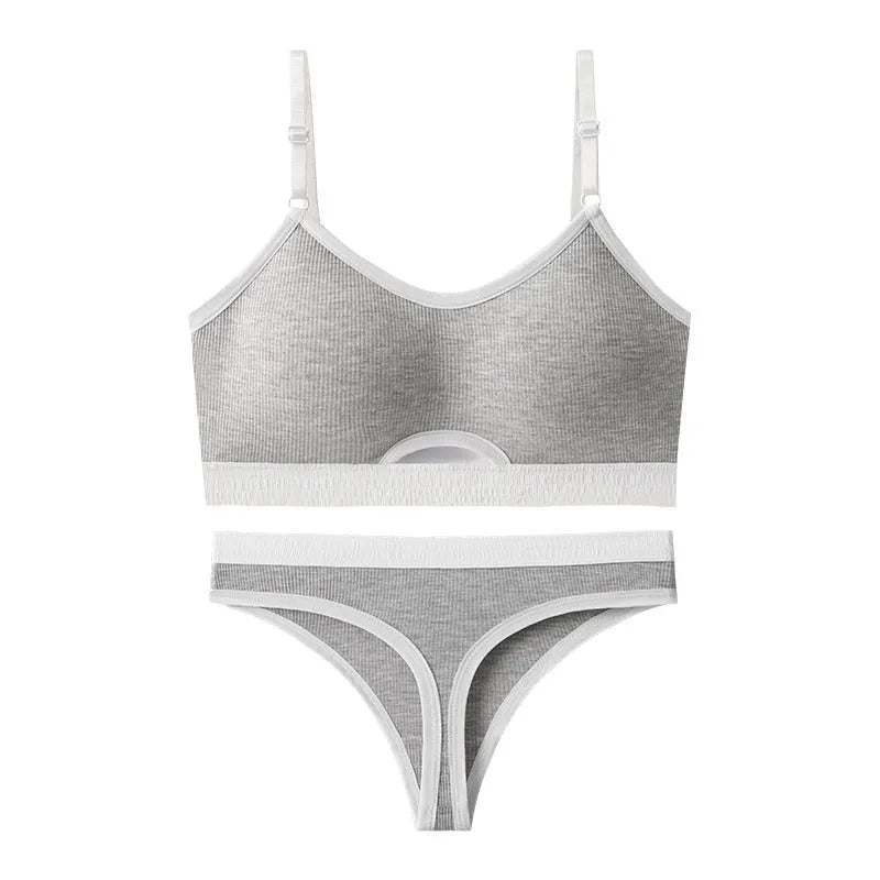 Cotton sports underwear vest set with fixed double-shoulder straps and thin mold cups in various colours