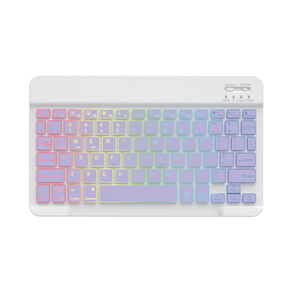 10-inch backlit Bluetooth wireless keyboard for tablets and mobile phones in various colour options