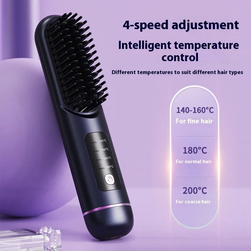 Portable charging negative ion straight hair comb in white, dark blue, and grey colour options