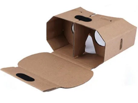 Cardboard virtual reality glasses for smartphones between 4 and 6 inches, showing 153mm by 83mm size.