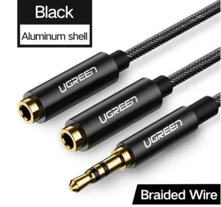 20cm earphone cable with 3.5mm gold-plated connectors in black, grey or white colours