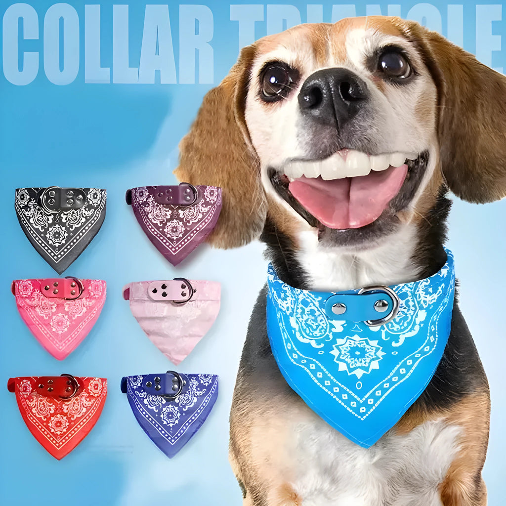 Pet triangle scarf with 1.0 cm PU and canvas band, 23-28 cm neck, suitable for small dogs, puppies, and cats