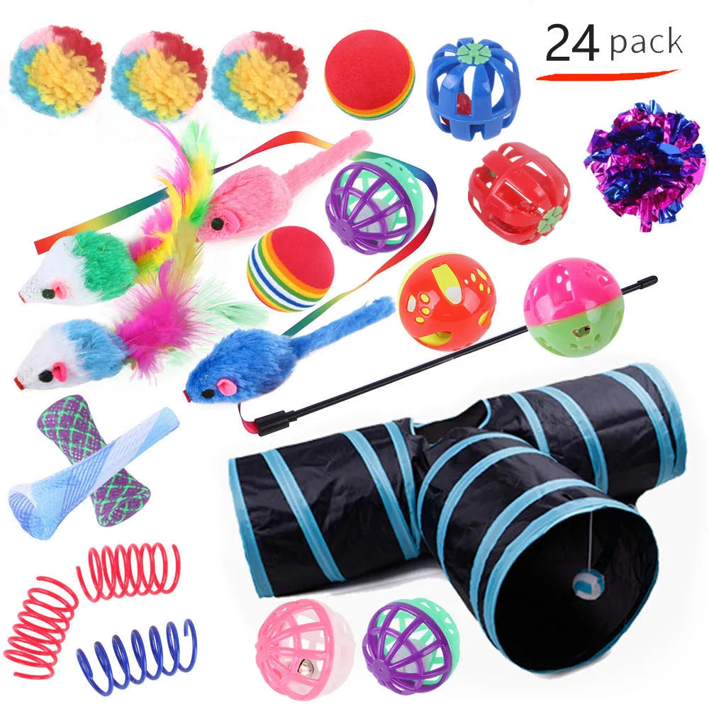 Plastic cat channel tunnel toy in various colours for indoor pet play