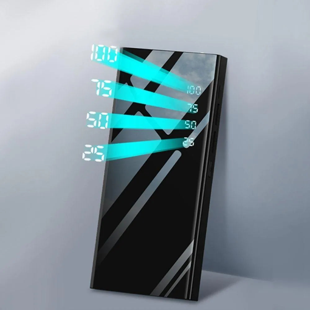 20000mAh power bank with LCD display showing battery percentage and dual USB ports