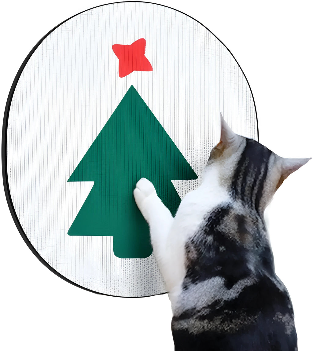Wall-mounted cat scratch pad with corrugated cardboard surface measuring 35x44 cm