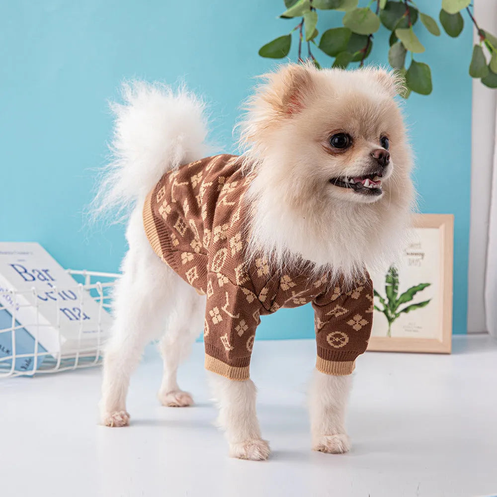 Thick wool dog sweater for autumn and winter in monochrome or two-tone colours