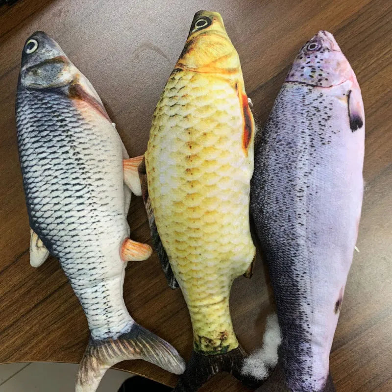 30cm electronic jumping fish cat toy with USB charging cable in multicolour PP plastic