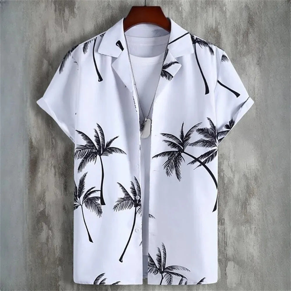 Men's camouflage print cardigan-style t-shirt with short sleeves and loose fit