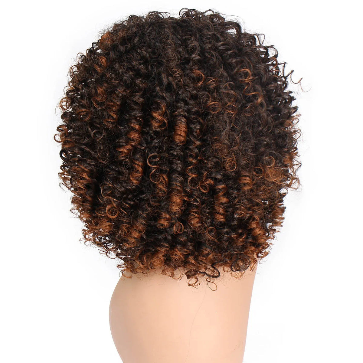 16 inch (40cm) brown full mechanism wig in chemical fibre high temperature silk with OPP bag, backing paper, dust net and surrounding card.