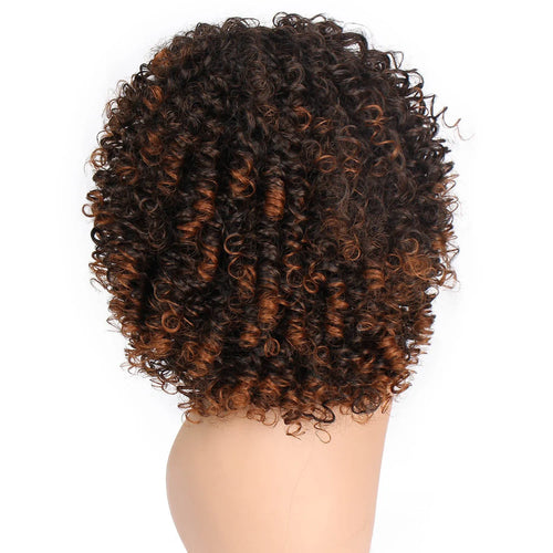 16 inch (40cm) brown full mechanism wig in chemical fibre high temperature silk with OPP bag, backing paper, dust net and surrounding card.