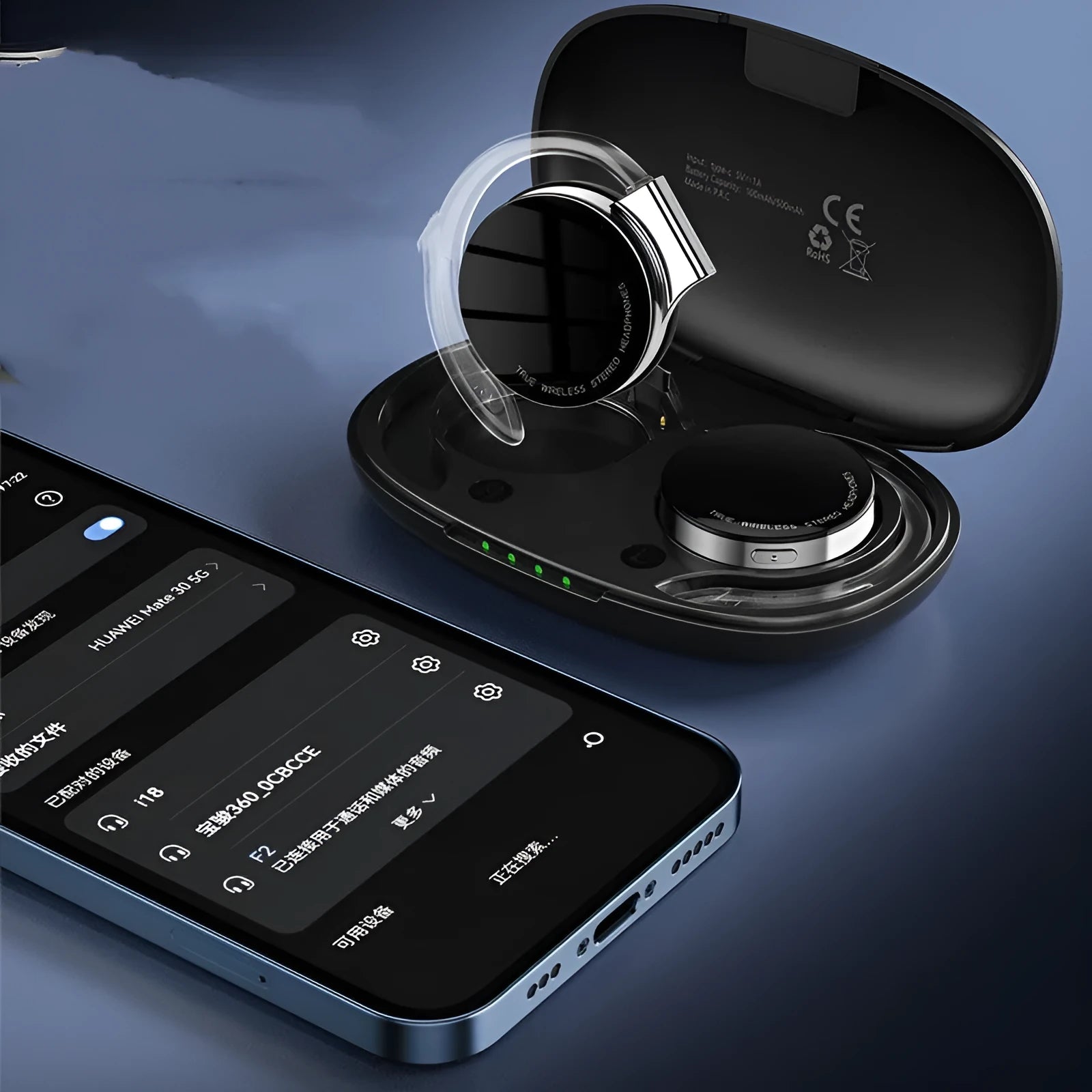 Black and white wireless Bluetooth 5.2 sports earphones with in-ear design showing NFC touchpoint.