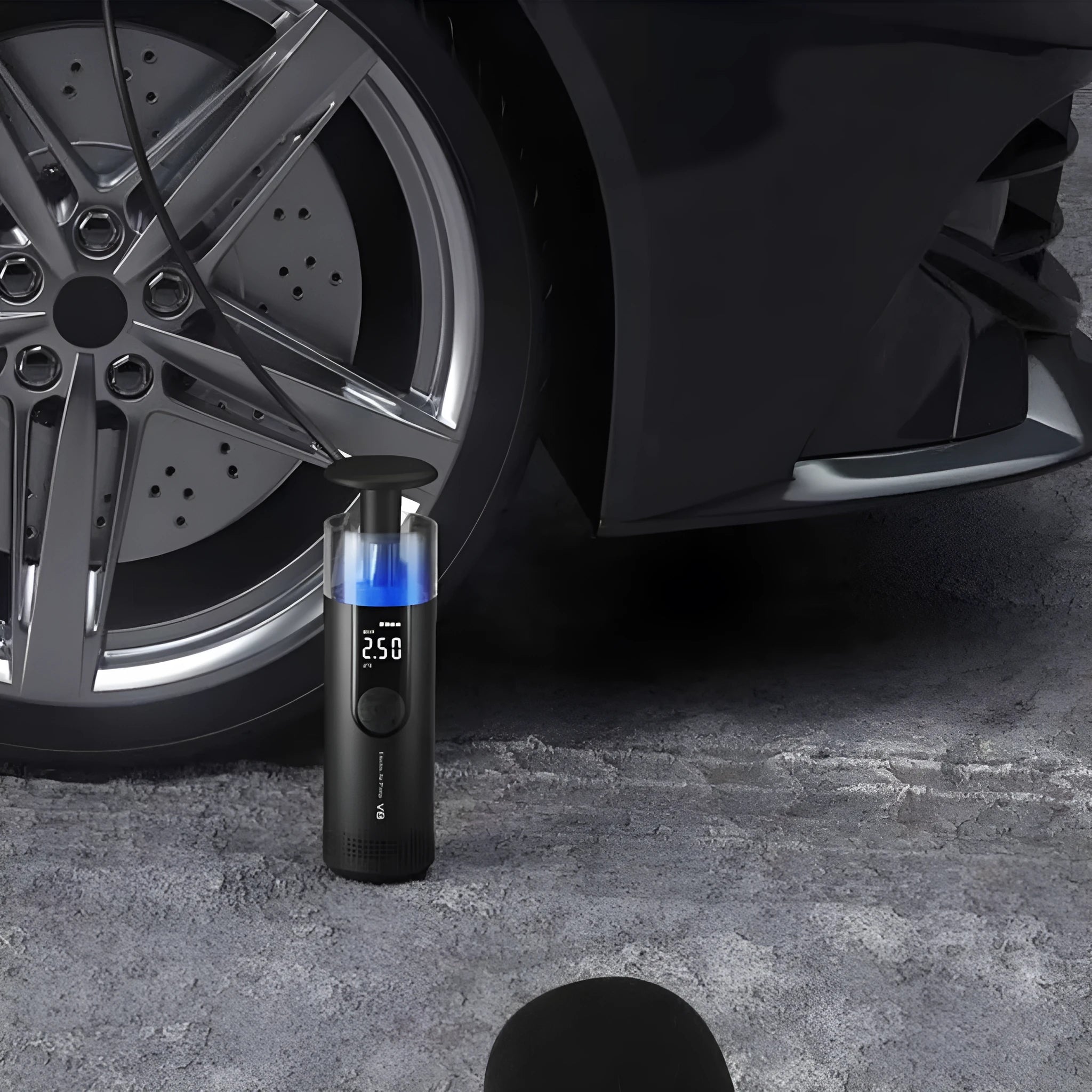 CS-V8 portable electric tyre inflator with digital display and 600cm cable