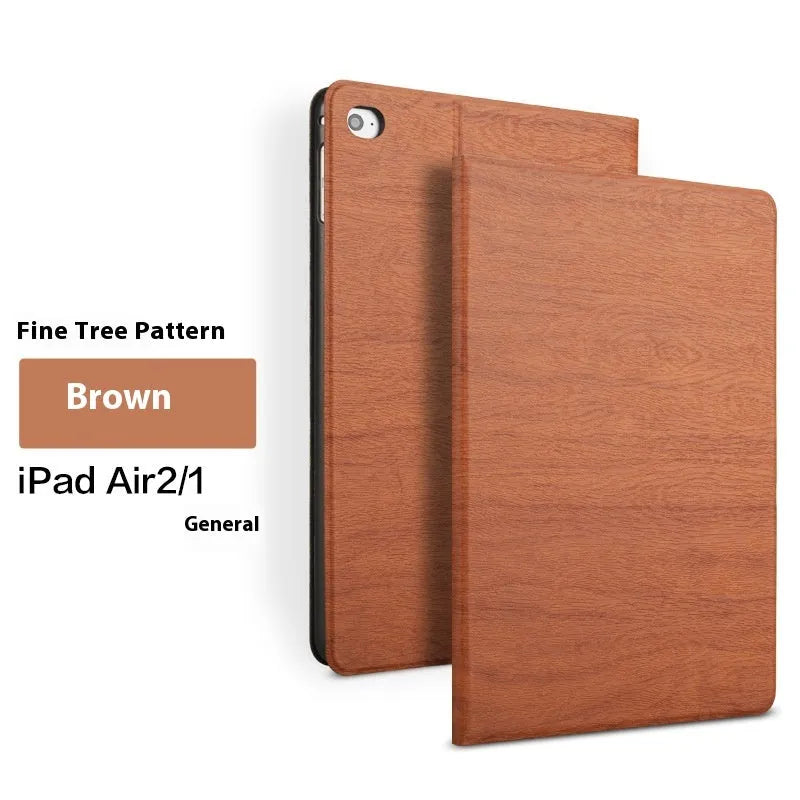Universal imitation leather sleep bracket protective cover for iPad in black and sapphire blue colour options.