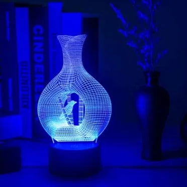 Creative 3D acrylic LED night light with colourful illumination on an ABS base.