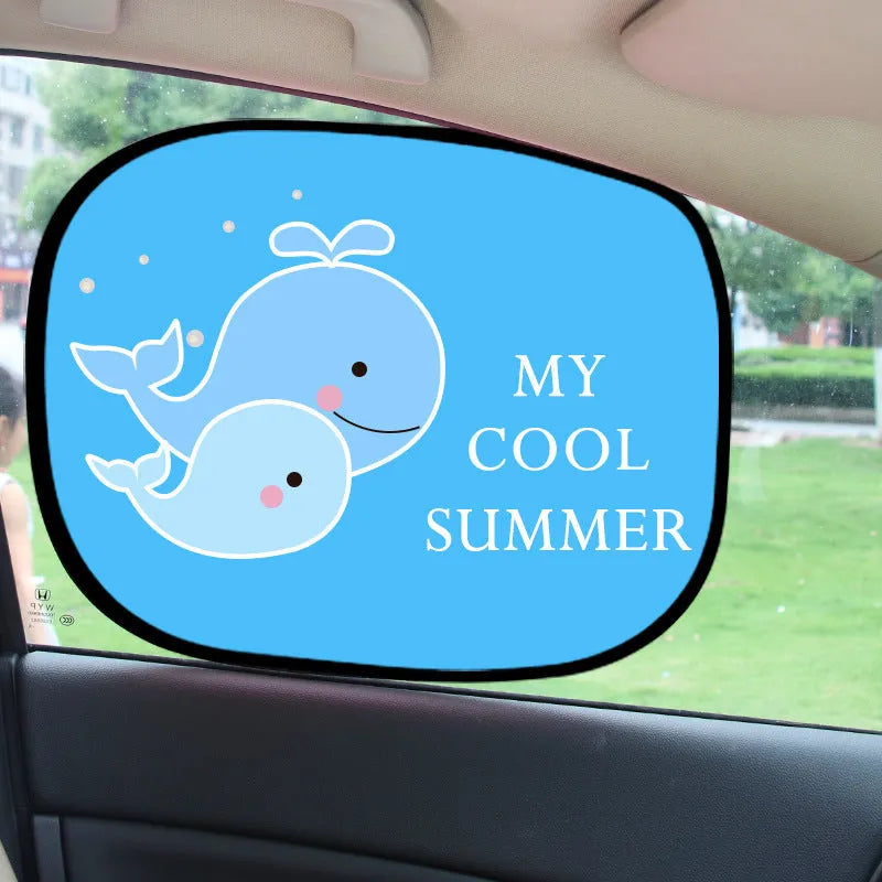 Electrostatic adsorption car side window sunshade with nylon mesh material in animal-themed size options