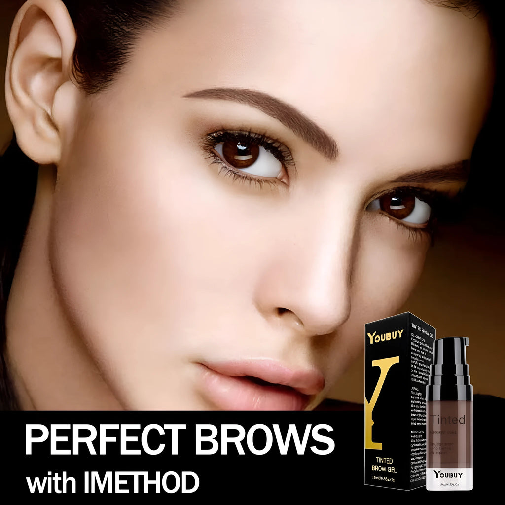 Waterproof eyebrow cream in dark grey and golden yellow shades for brow definition