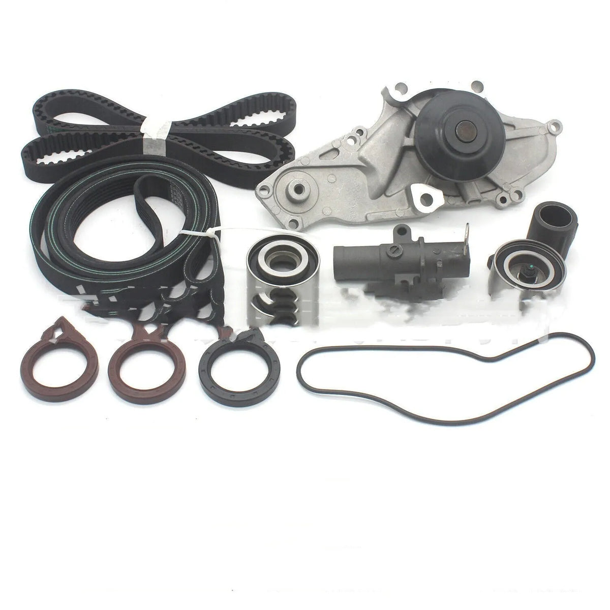 Metal automotive belt and water pump assembly measuring 28x18x16cm for cooling system repair