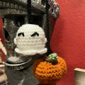 Plush hand-woven polyester car hanging ornament in a cartoon design, such as a bat, ghost, or pumpkin.