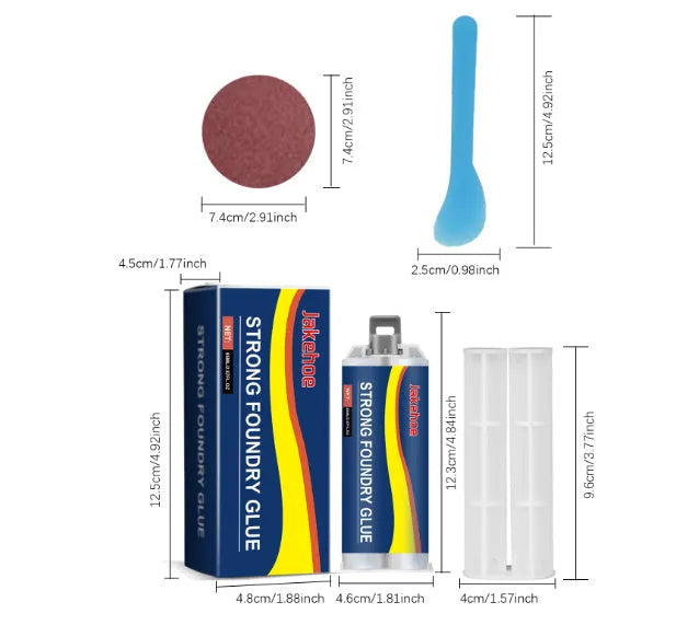 85ml metal casting glue epoxy adhesive syringe with push rod scraper and sandpaper for stainless steel copper aluminium repairs