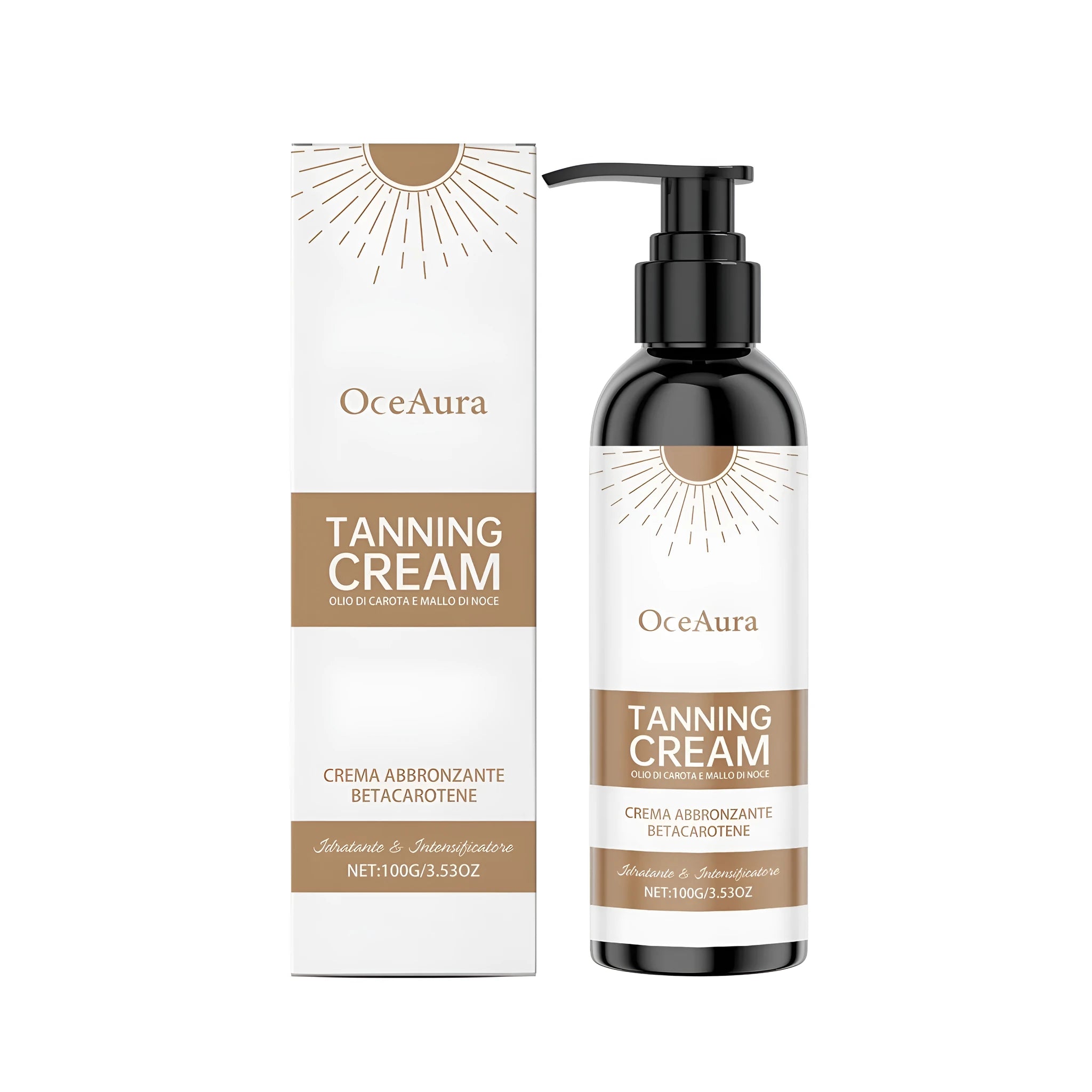 A 100g jar of moisturising blackening cream with natural carrot oil and walnut extract.