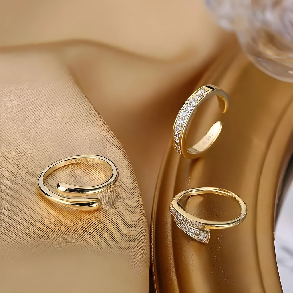 Geometric alloy toe ring with gold plating showing 0.5 thickness decorative pattern options