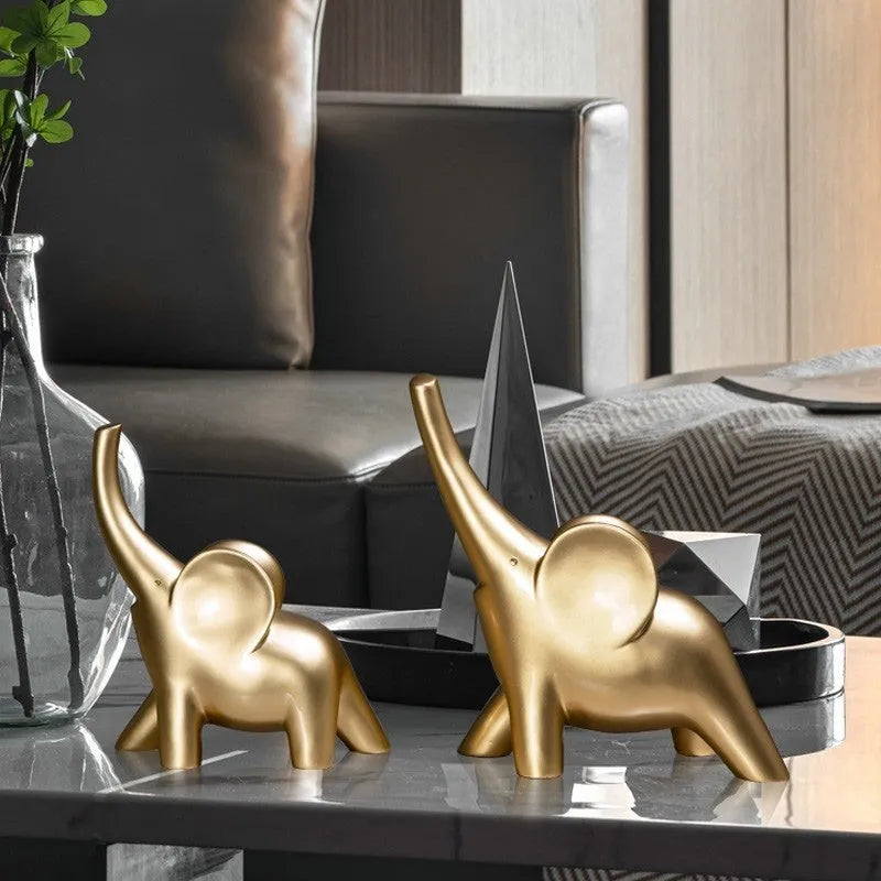 Resin elephant ornament in modern style with rose gold or white finish