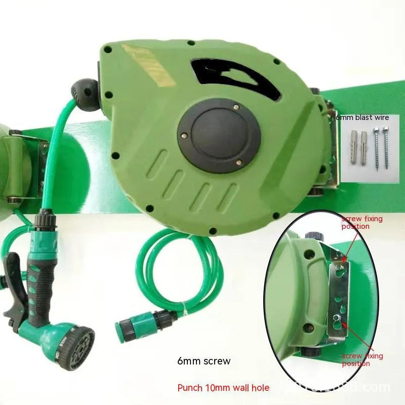 Automatic retractable hose reel with 10m PVC pipe for car washing and garden watering