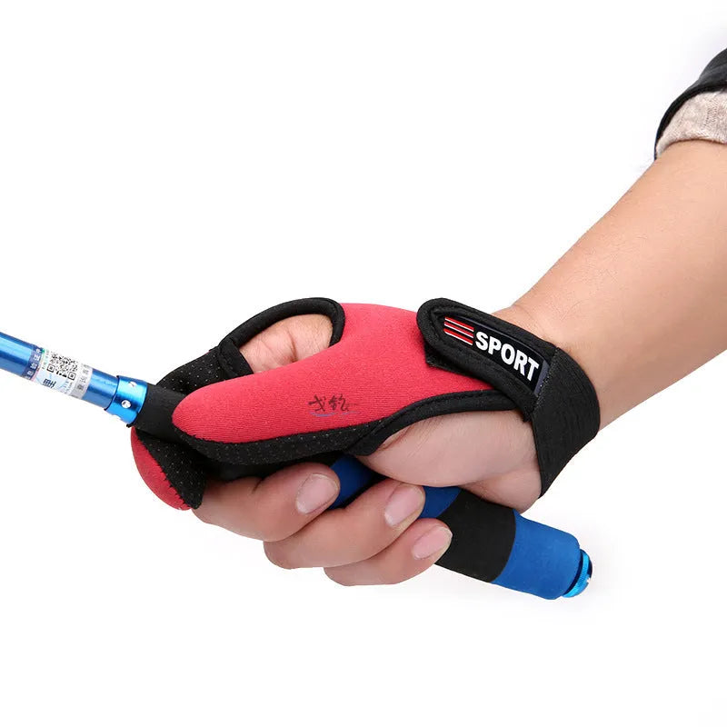 Single two-finger fishing glove with diving cloth back and microfiber palm, shown in a selected colour.
