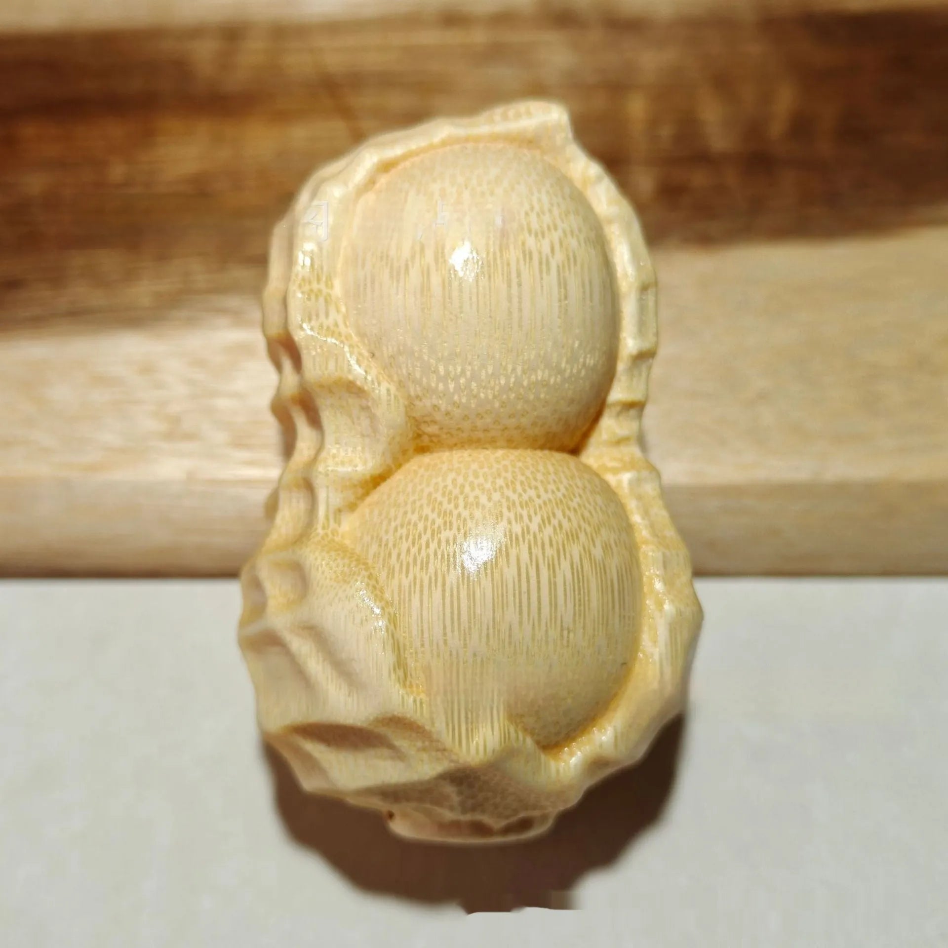 Solid natural bamboo carved peanut ornament with modern simplicity style for gifts