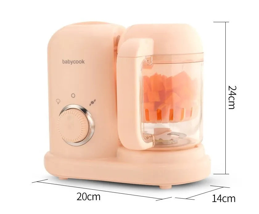 Baby food processor and steamer blender with dual mixing blades in green or pink colours