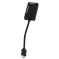 Black micro HDMI to standard HDMI male cable adapter for connecting handheld devices to displays.