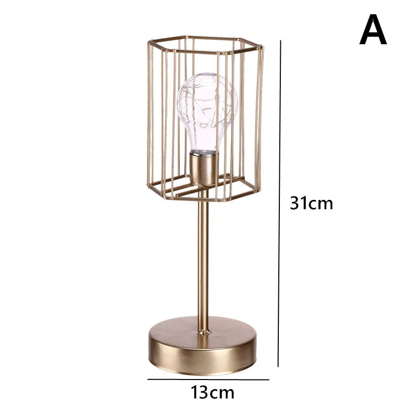 Iron geometric light bulb candle pendulum ornament with electroplated metallic finish