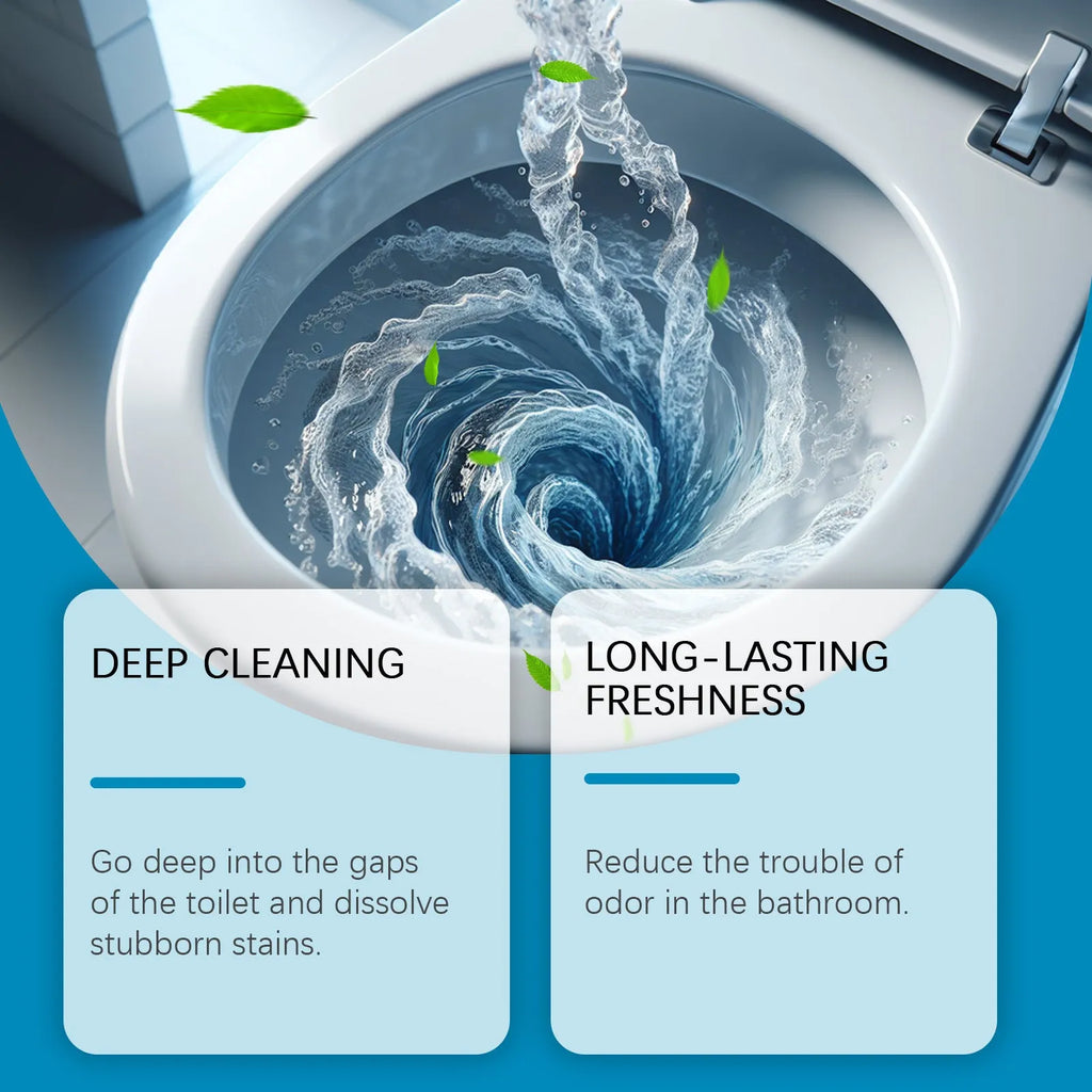 Pack of four 30g sachets of toilet bowl cleaning powder for removing limescale and stains.