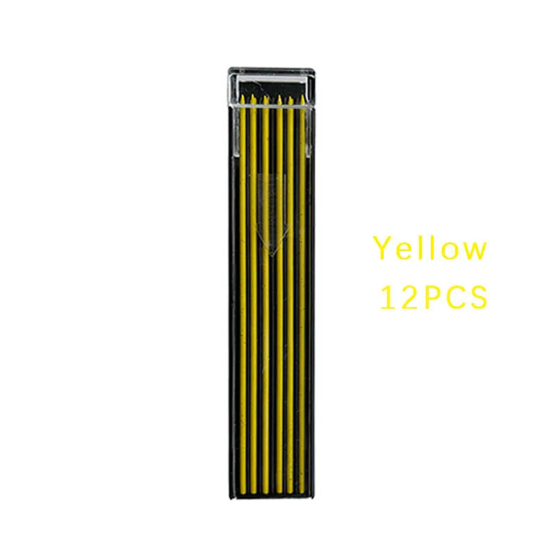 Box of 12 mechanical pencil lead refills in rainbow colours with 0.5mm diameter for drawing and writing