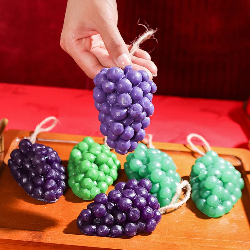 Purple and green grape handmade soap bars with grape cluster design weighing 80g