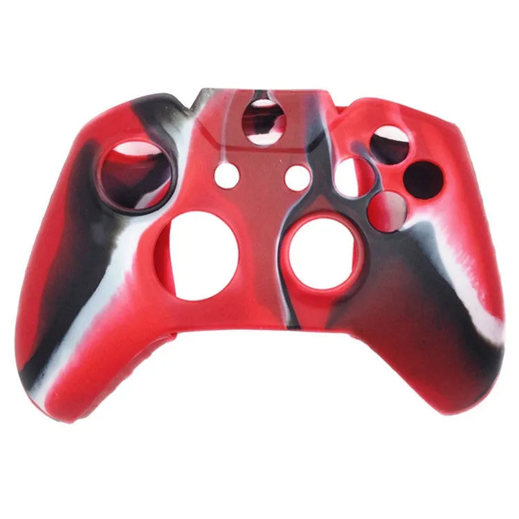 XBOX ONE gamepad inside a transparent silicone protective case on a dark surface.