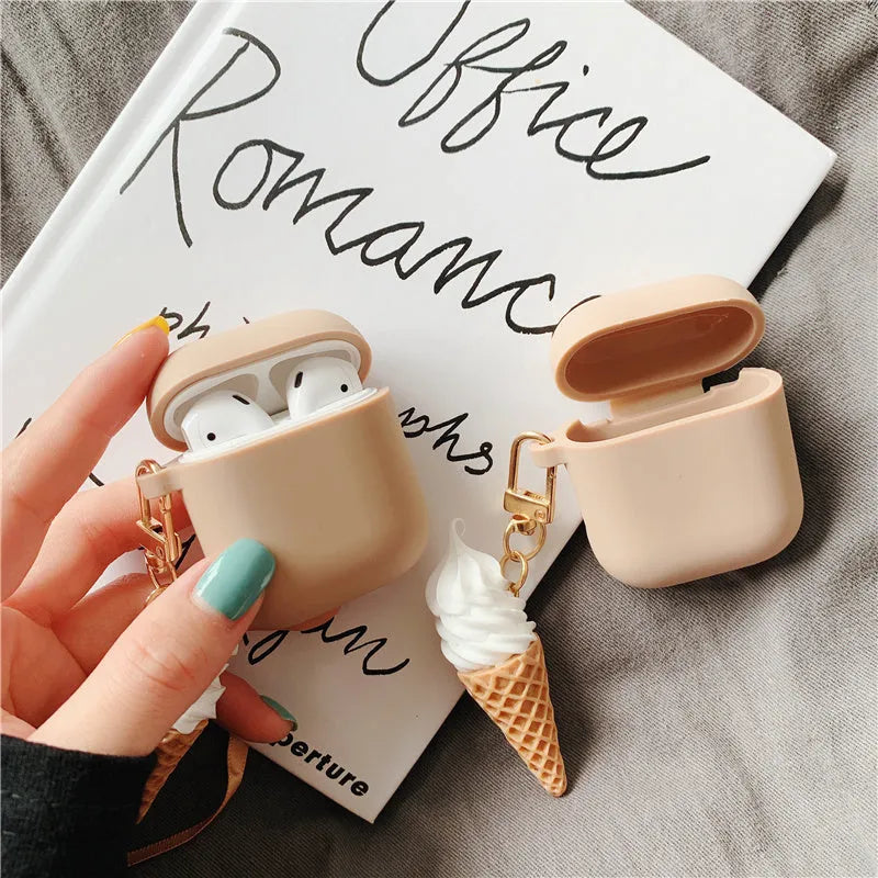 Cylinder ice cream design silicone case for Apple AirPods 2 wireless earphones