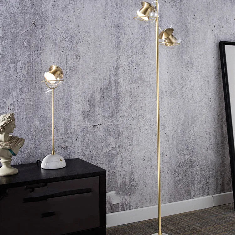 Modern glass desk lamp with a dimmable LED light source and touch switch.