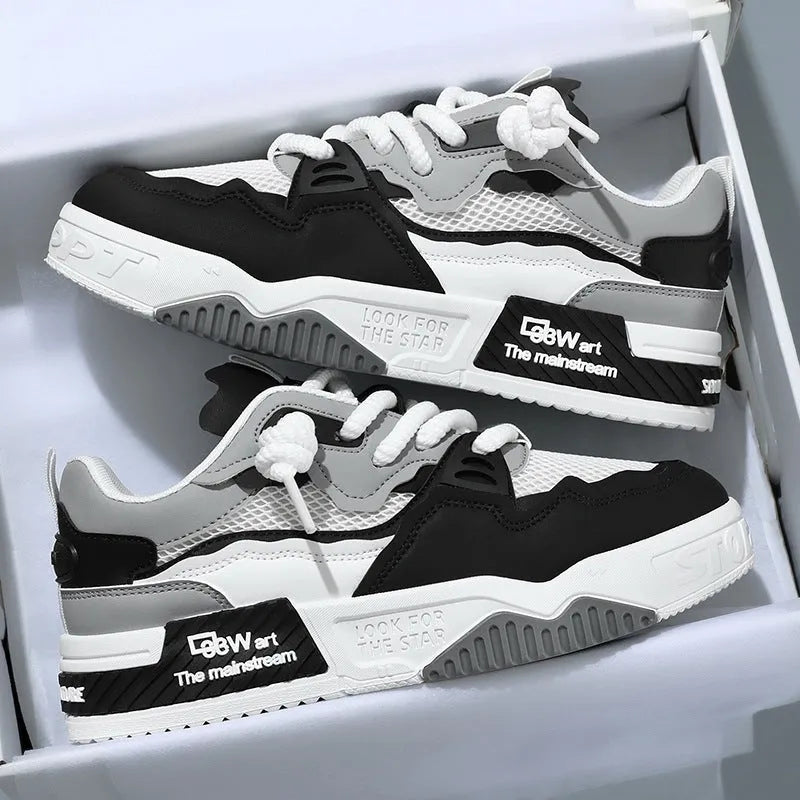Men's colour-matched board shoes with low-top silhouette and rubber soles in beige, white and yellow, or white and black options