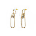 Sterling silver needle coloured geometric hoop earrings with ring and line design elements