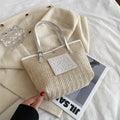 Women's woven straw shoulder bag in European retro style with three-dimensional pockets