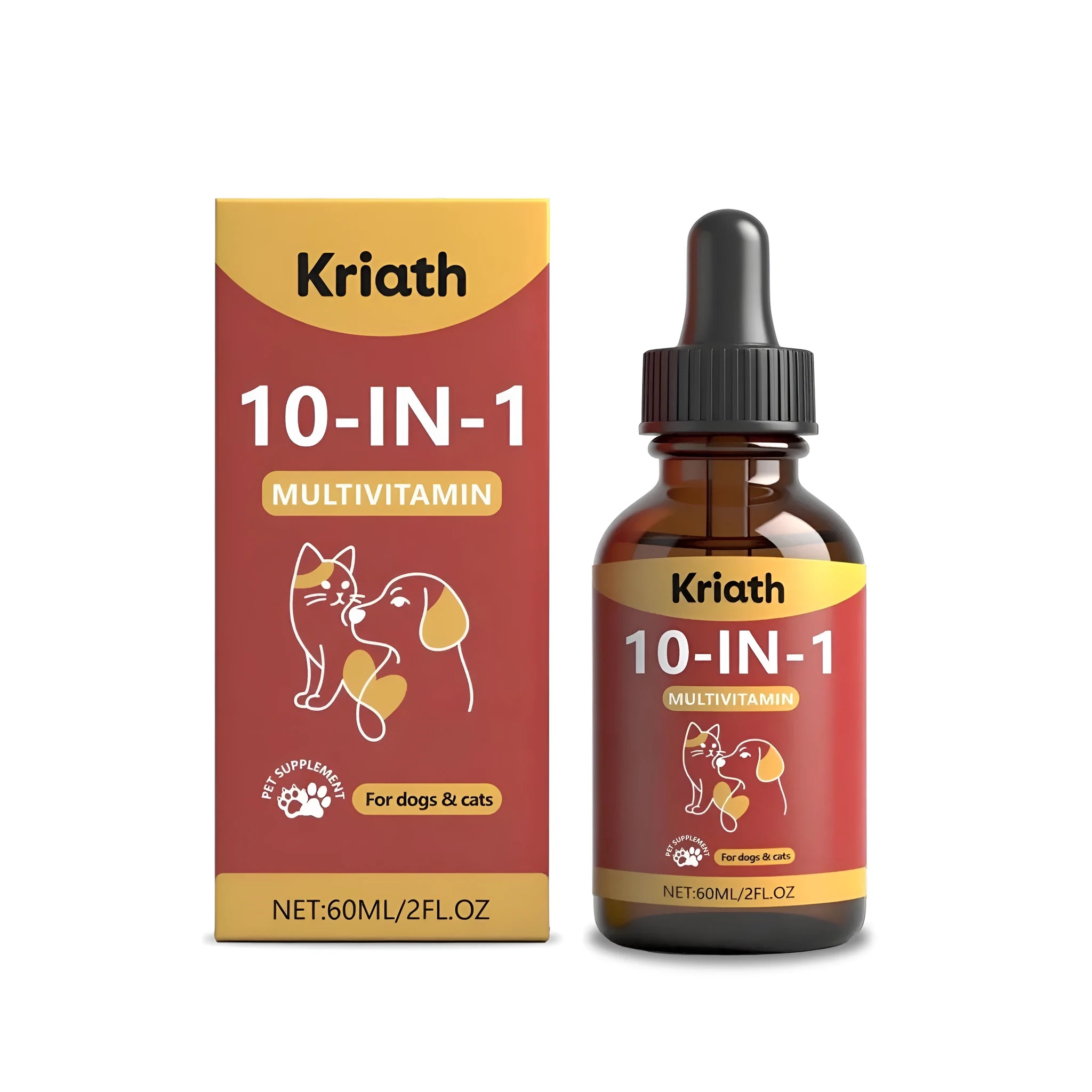 60ml bottle of pet multivitamin oral liquid supplement with dropper for dogs and cats