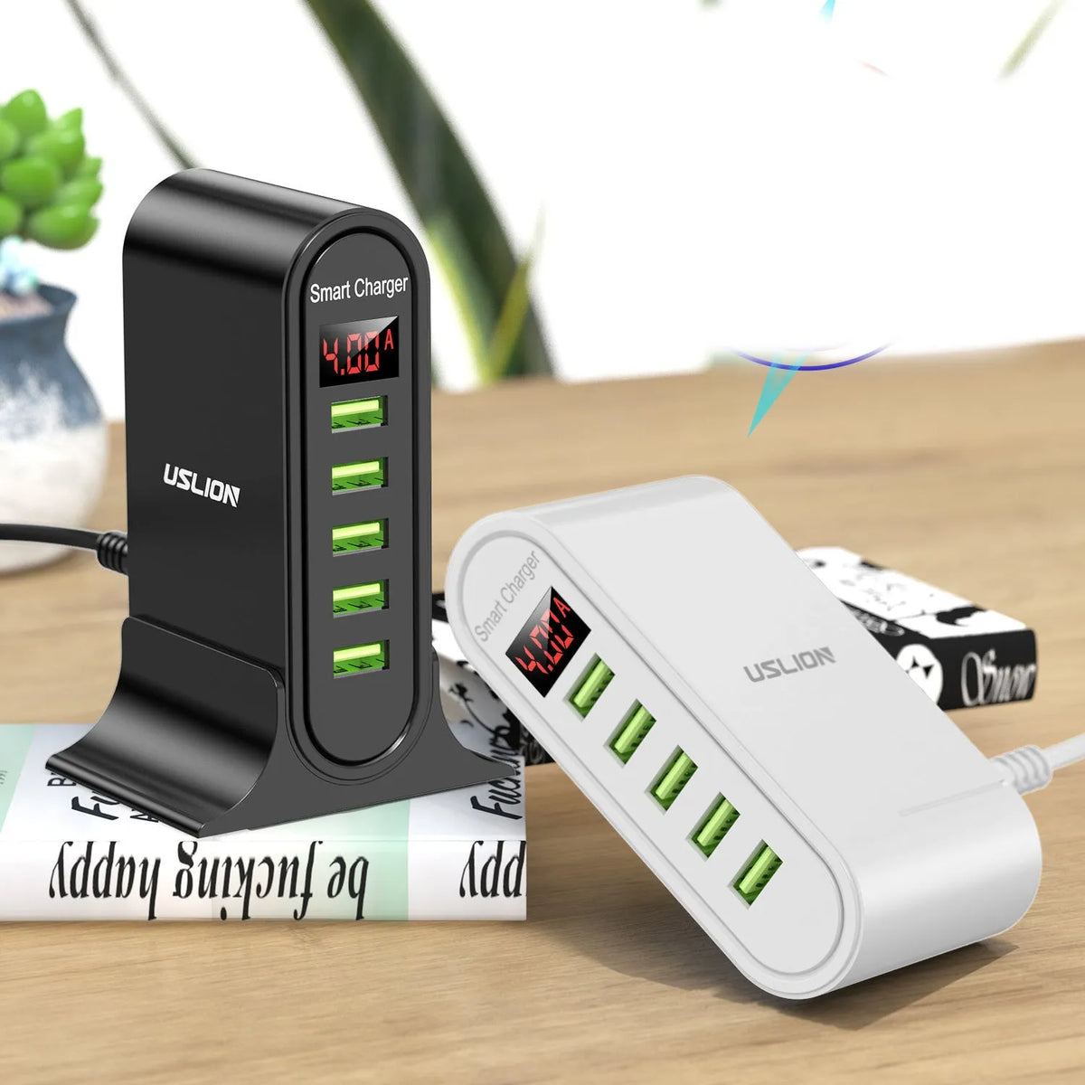 USB digital display smart charger showing charging status with 4000mA output